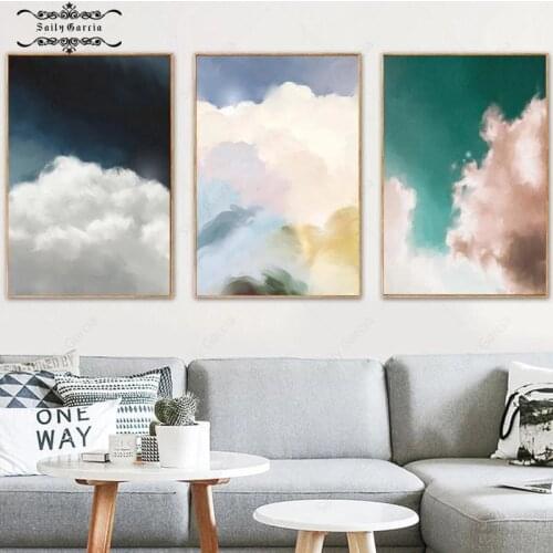 Dreamy Cloud Sea Poster Prints Nordic Minimalist Canvas Painting Sky Scenery Wall Art Pictures for Home Decor Canvas Painting