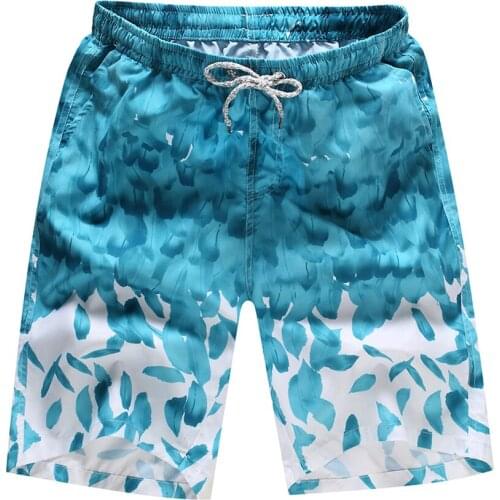 Summer Large Size Beach Pants Men Quick-drying Five-point Briefs Loose Printed Shorts Male Comfort Panties Bather Trunks For Man