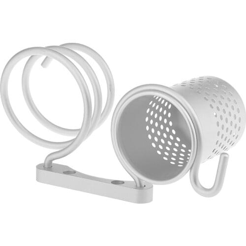 Hair Dryer Blow Stand Holder Wall Mounted Shelf Rack Bracket Hair Drier Organizer with Comb Flat Iron Straightener Storage Cup