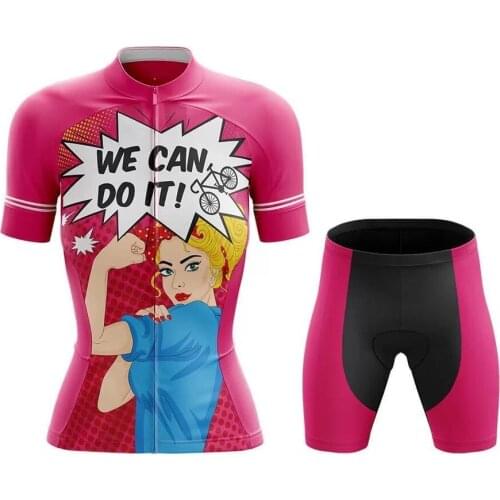 Pro Team 2021 Women Cycling Jersey Pink Short Sleeve Bicycle Clothes Set Mtb Uniform Cycle Suit Bike Outfit Wielerkleding Dames