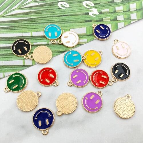 Mixed 10/20pcs Color Enamel Catoon Smiley Face Charm Pendant Diy Handmade Earrings Bracelet Necklace Charm Jewelry Making