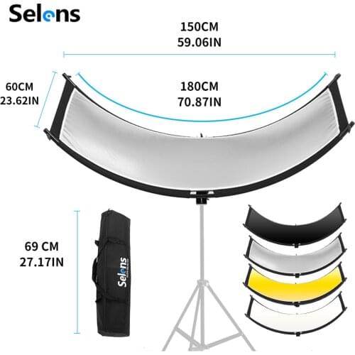 Selens U Curved Reflector Portrait Headshot Photography Studio Sliver Black White U-typed Reflector flash reflector