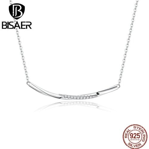 Smile Necklace for Women 925 Sterling Silver Smile Bar Necklaces for Women Cubic Zircon Luxury Silver Jewelry EFN130