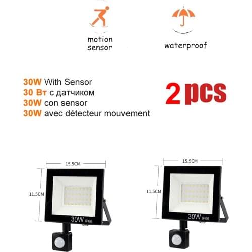 2 pcs 220V 10-100W LED FloodLight Spotlight Exterior Street wall reflector LED Light PIR Motion Sensor Lamps Garden Security Lam