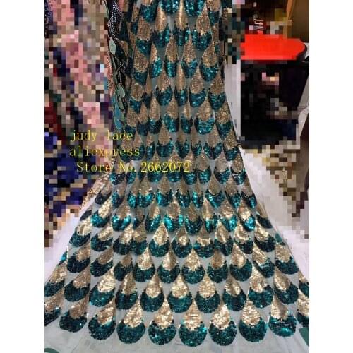 5yards/bag 5 color embroidery sequined fish scale pattern Mosaic effect fabric used for wedding dress stage HS28