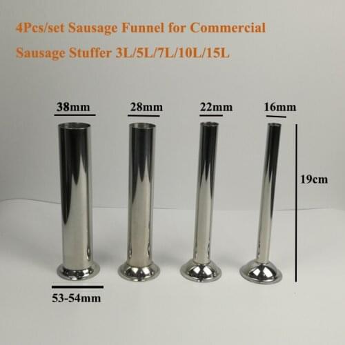 Full stainless steel sausage stuffering tube funnel nozzle attachment for commercial sausage filling making machine 3L 5L 7L 15L