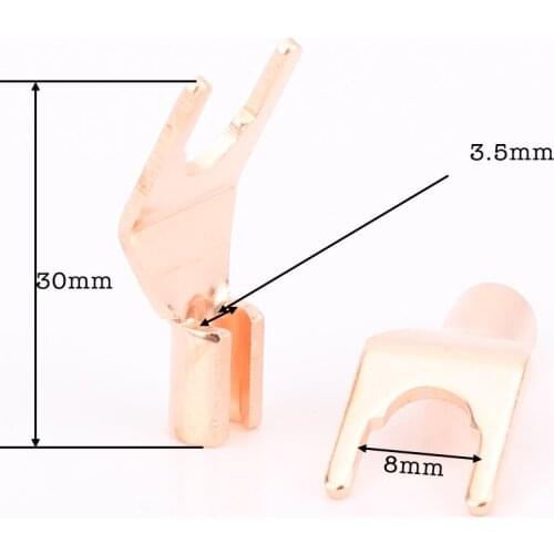 High Quality Pure Red Copper Spade Plug Speaker Cable Spade Connector Terminal Plug