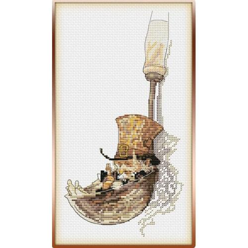 Top Quality Cute Lovely Counted Cross Stitch Kit Siesta Sleepping Wizard Drunk old man Fairy Elves Free Shipping