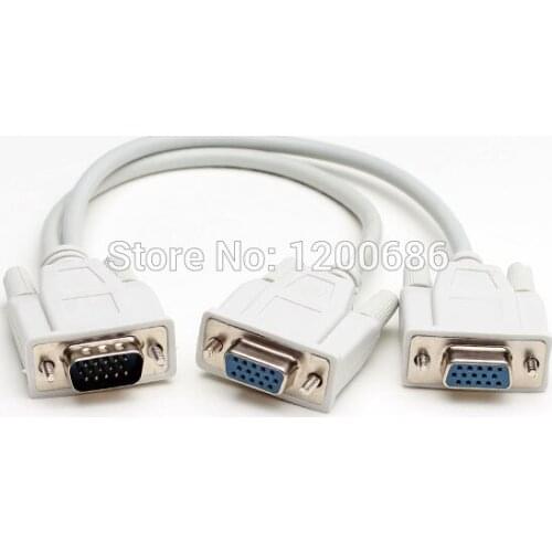 High Quality VGA SVGA Y Splitter monitor video Cable 1 to 2