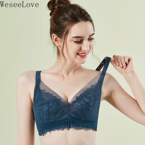 WeseeLove Summer Ultra Thin Bra For Women Wire Free Breathable Sexy Lingerie Underwear Female Brassiere Minimizer Lace Bralette