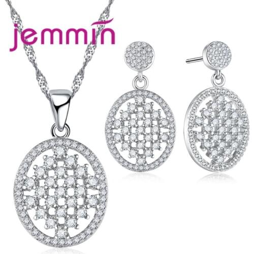 Jewelry Sets Necklace Earrings Set For Women Wedding with Micro CZ Crystal Pave Bridal Party Accessories