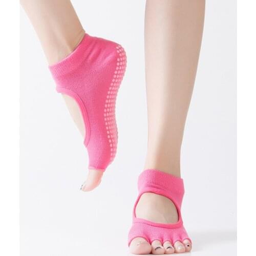 Female Halter Open Toe Yoga Socks Shockproof Anti-slip Deodorant Sweat-absorbent Quick-drying Soft Sports Socks Yoga Socks