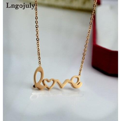 Women Necklaces Titanium Steel Love Pendant Necklaces For Women Girlfriend Anniversary Engagement Wedding Necklace Jewelry Gift