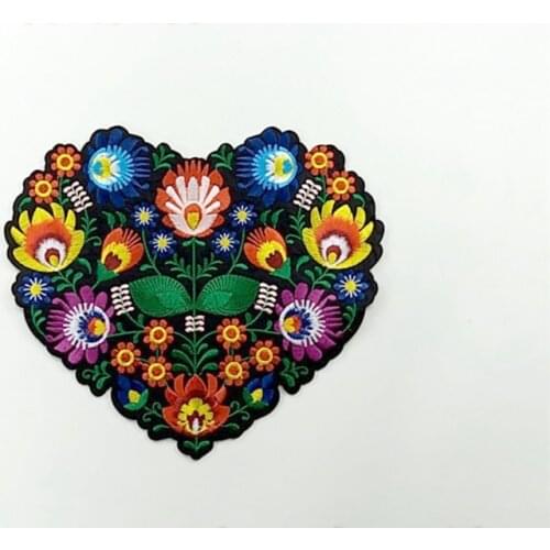 1Pcs Heart flower embroidered patch vintage large pattern applique DIY Jacket T-shirt coat decoration patches sewing accessories