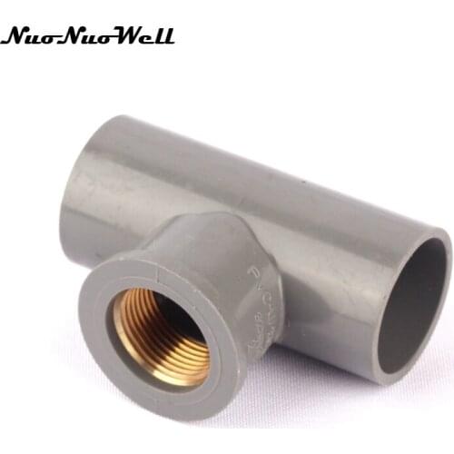 1pcs NuoNuoWell PVC 3/4" to 32mm Pipe Brass Female Thread Tee Connector Garden Hose Parts Irrigation Watering System Fittings