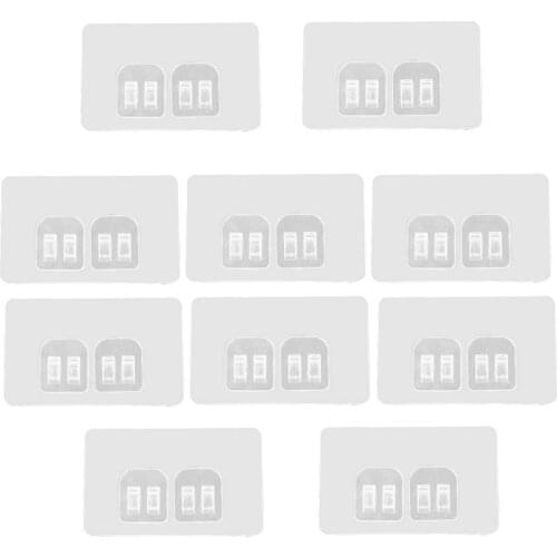 10 Pcs Wall Hook Stickers Punch Free Non Marking Screw Transparent Strong Self-adhesive Kitchen Bathroom Picture Kit Hanging
