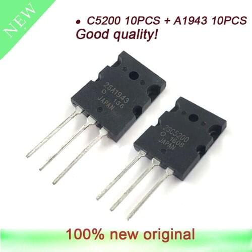 20pcs/lot (C5200 10PCS + A1943 10PCS)2SC5200 2SA1943 C5200 A1943 TO-3PL pair tube amplifier original authentic 100% New Original