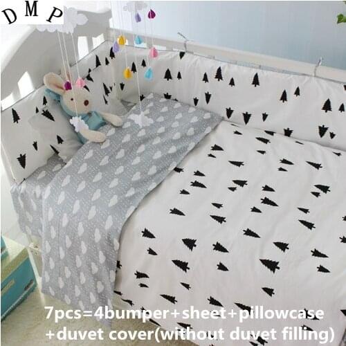 2017! 6/7pcs baby crib bedding set cotton material jogo de cama crib bumper Duvet Cover,120*60/120*70cm