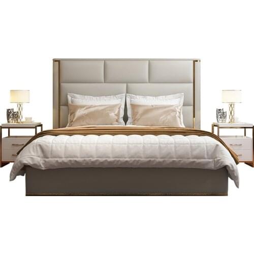 2019 luxury design stainless steel feet high quality bedroom furniture set #CE-011