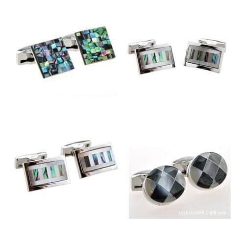 5pairs/lot Natural Abalone Shell Cufflink Handmade Pearl Shell Cuff Links Shirt Cuff Button Mens Jewelry Accessory