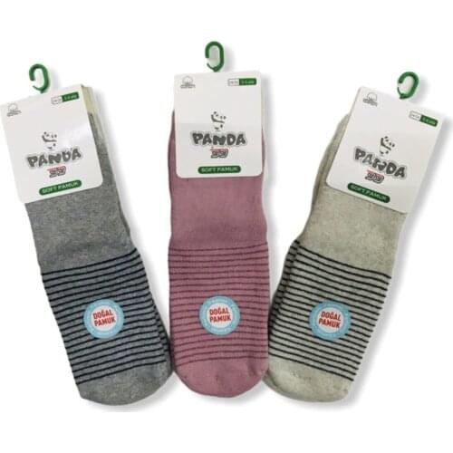 Panda Nonskid Abs'li Towel Seamless 3'lü Socket Socks Casual Cotton Socket Thermal socks Pink