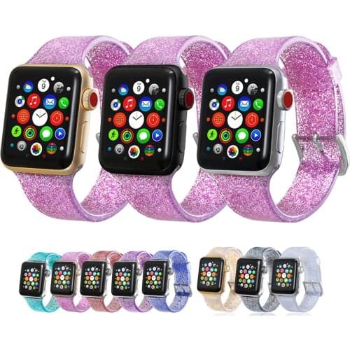 Glitter Strap for Apple Watch Band 40mm 44mm Pulseira Correa iWatch Band 38mm 42mm Silicone Bracelet Apple Watch Series 5 4 3 2