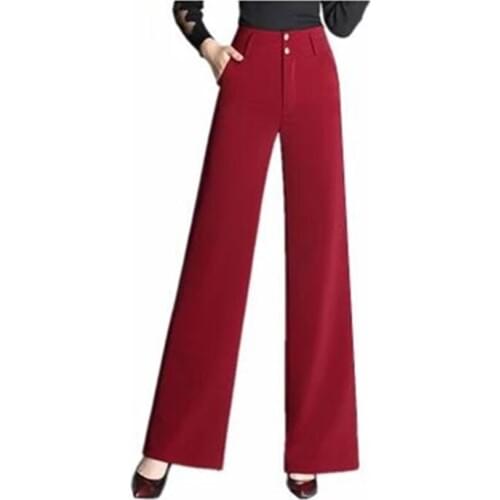 Modern Dance Pants Female Latin Dance Trousers Adult Square Dance Pant High Waist Straight Tube Wide Leg Trousers B-6857
