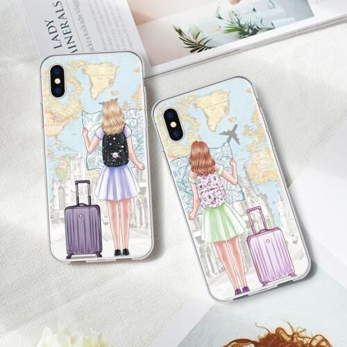 Cartoon Cute World Map Travel Phone Case Coque For iPhone XR X MAX 6 6S 7 8 Plus Transparent Phone Cover For iPhone 8 7 Plus