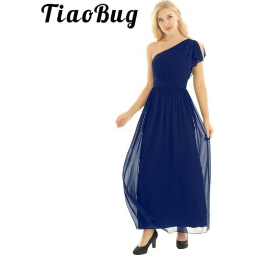 Elegant Bridesmaid Dresses One Shoulder Ruffled Waist Chiffon Long Bridesmaid Dress Wedding Party Prom Gown Formal Dresses