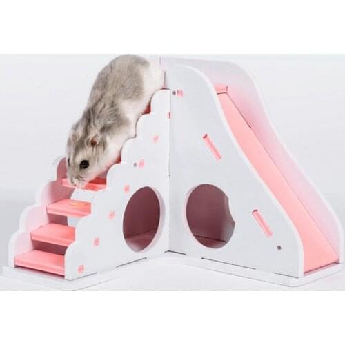 Hamster Toy Colorful Mini Wooden Slide DIY Assemble Hamster House Cute Small Animals Pet Toy Supplies Animal Sleeping House