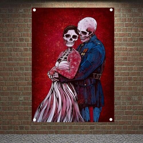 Day of the Dead Paintings Skeleton Couple Posters Banners Wall Hanging Ornaments Skull Tattoo Art Flags Wall Decoration Tapestry