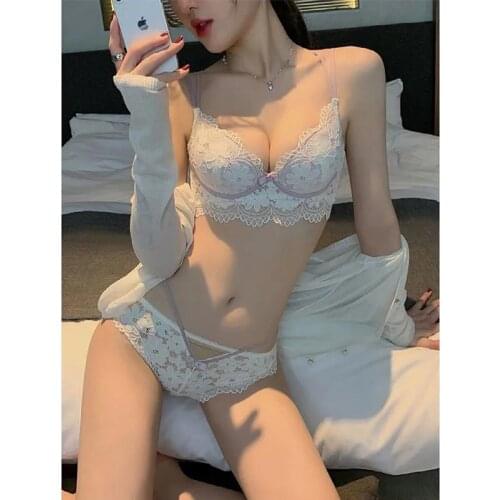 2 Piece Set Sexy Bra For Women Wireless Lingerie Bra Briefs Set Bralette Brassiere Female Underwear Outfits Womens Clothes