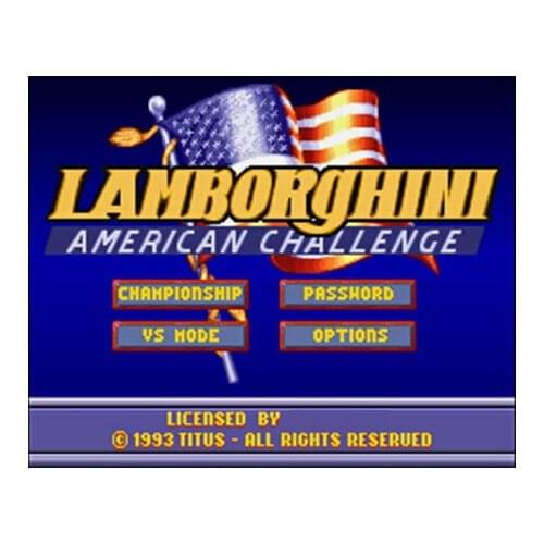 Lamborghini - American Challenge NTSC Version 16 Bit 46 Pin Big Gray Game Card For USA Game Players