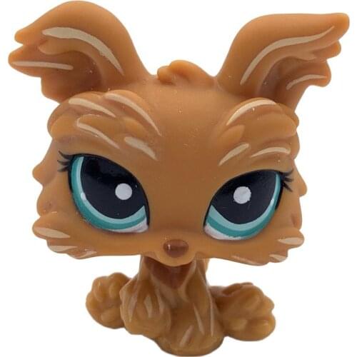 LPS CAT Old animal pet shop toys Brown YORKSHIRE dog #1407 cute dog original anime figure lovely present for boys and gifts