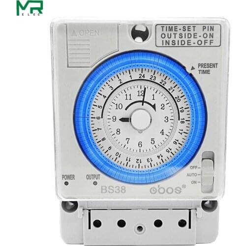 NEW DIN rail type 220Vmechanical timer switch 24 hour time switch with power reserve Time Relay Switch