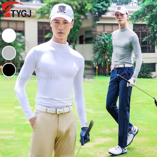 Golf Wear Men Long-sleeve Shirt Sun Protection Shirt Underwear Sport Dry Fit Ice Silk Cooling T-shirt Anti-UV Breathable Tops