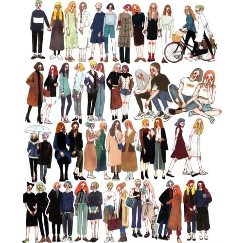 25pcs Hand-painted Girl Bosom Friend Fashion Autumn And Winter Clothing Colorful Decoration Sticker To Diy Ablum Diary Stickers