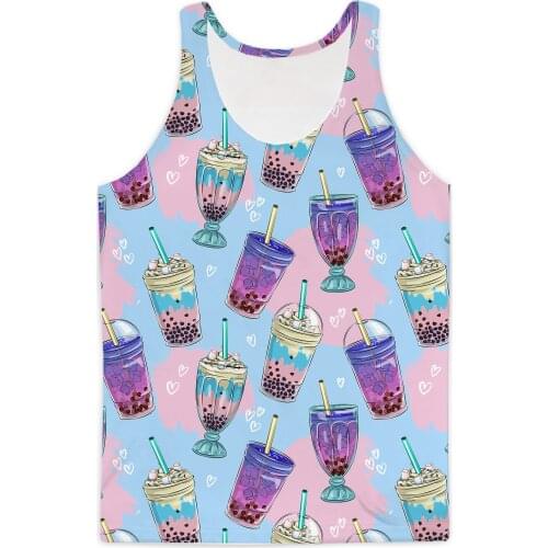 REAL American SIZE Bubble Tea & Drinks Cool Print Sublimation Print Tank Top