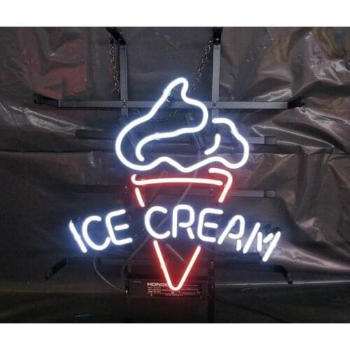 14“x10" Ice Cream Cane Open Neon Light Lamp Sign Beer Bar Handmade Real Glass Decorate Home Wall Room Windows Tube Artwork