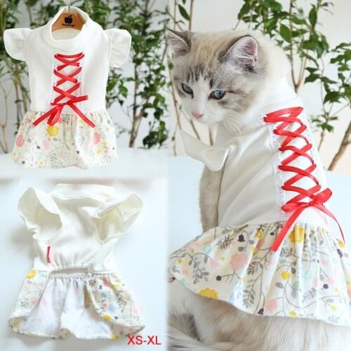 2021 New Dog Clothes Small Cat Dress Cute Skirt Summer Puppy Dresses Yorkshire Bichon Poodle Costumes Pet Clothing Dropshipping