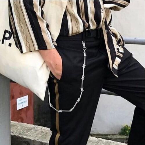 New Street Long Big ring knot Chain Punk men boys Trousers Hipster Pant Jean Keychain Ring Clip Keyring HipHop beads Accessories