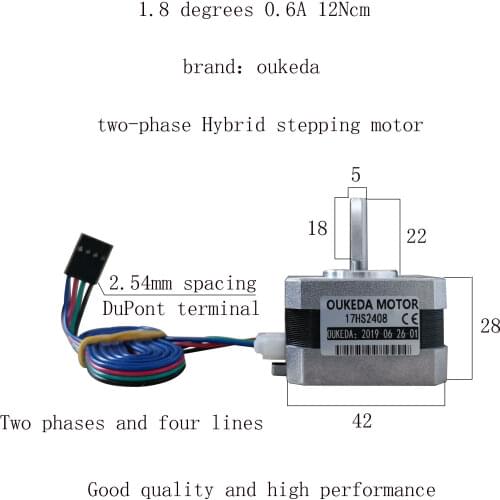 Suitable for 3D printer special motor two-phase hybrid 42 stepper motor Nema 17 17HS2408 washing flat shaft