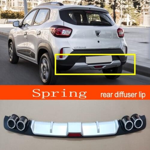 Spring ABS Plastic Silver / Black Car Rear Bumper Rear Diffuser Spoiler Lip for Dokker Spring Hatchback