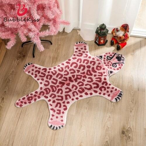 Bubble Kiss Carpets For Living Room Fashion Pink Rugs Flower Leopard Pattern Floor Mats Pet Lion Carpet Home Flower Stand Decor