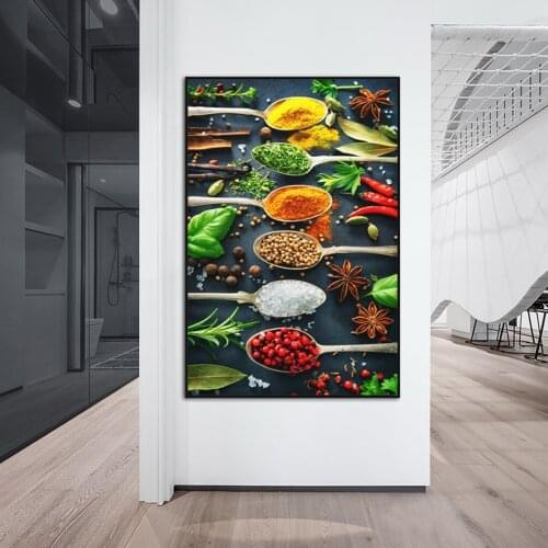 Various Herbs and Spices Canvas Art Posters And Prints Kitchen theme Art Canvas Paintings on the Wall Art Pictures For Kitchen