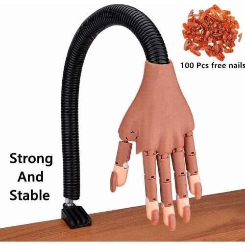 Nail Practice Hand+100pcs Fake Nail Upgrade Kit, Adjustable Nail Art Model Hand, Flexible Movable Sturdy Will Not Fall off Nail