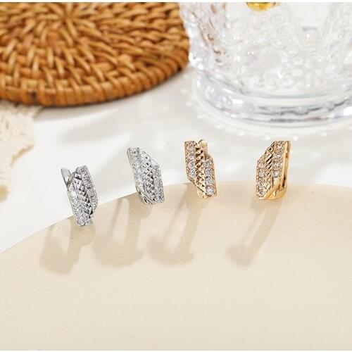 New Multiple Korean Earrings AAA Cubic Zirconia New Copper Plated Gold Stud Earring for Women Jewelry geometric Gift