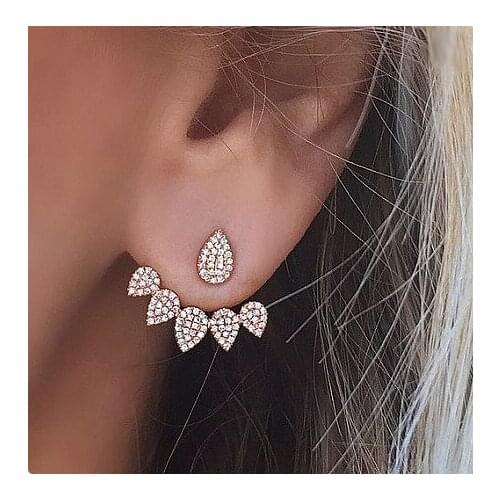 New Drop Rhinestone Stud Earring for Women Double Side Fashion Bridal Wedding Party Jewelry Earrings female Ear brincos