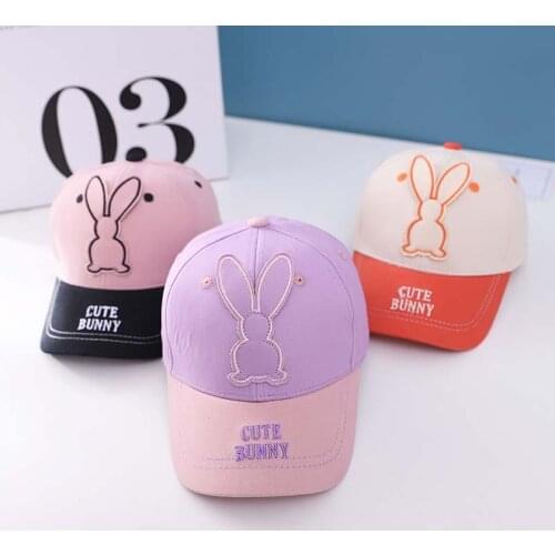 Cute Bunny Newborn Beanie Hat Baby Baseball Caps Letter Soft Adjustable Hat For Childern Girls Boys Elastic Bonnet Spring Autumn