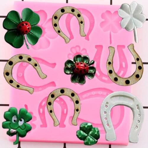 Four-leaf Clover Horse Shoe Silicone Mold DIY Party Cake Border Fondant Mold Decorating Tool Candy Clay Chocolate Gumpaste Molds